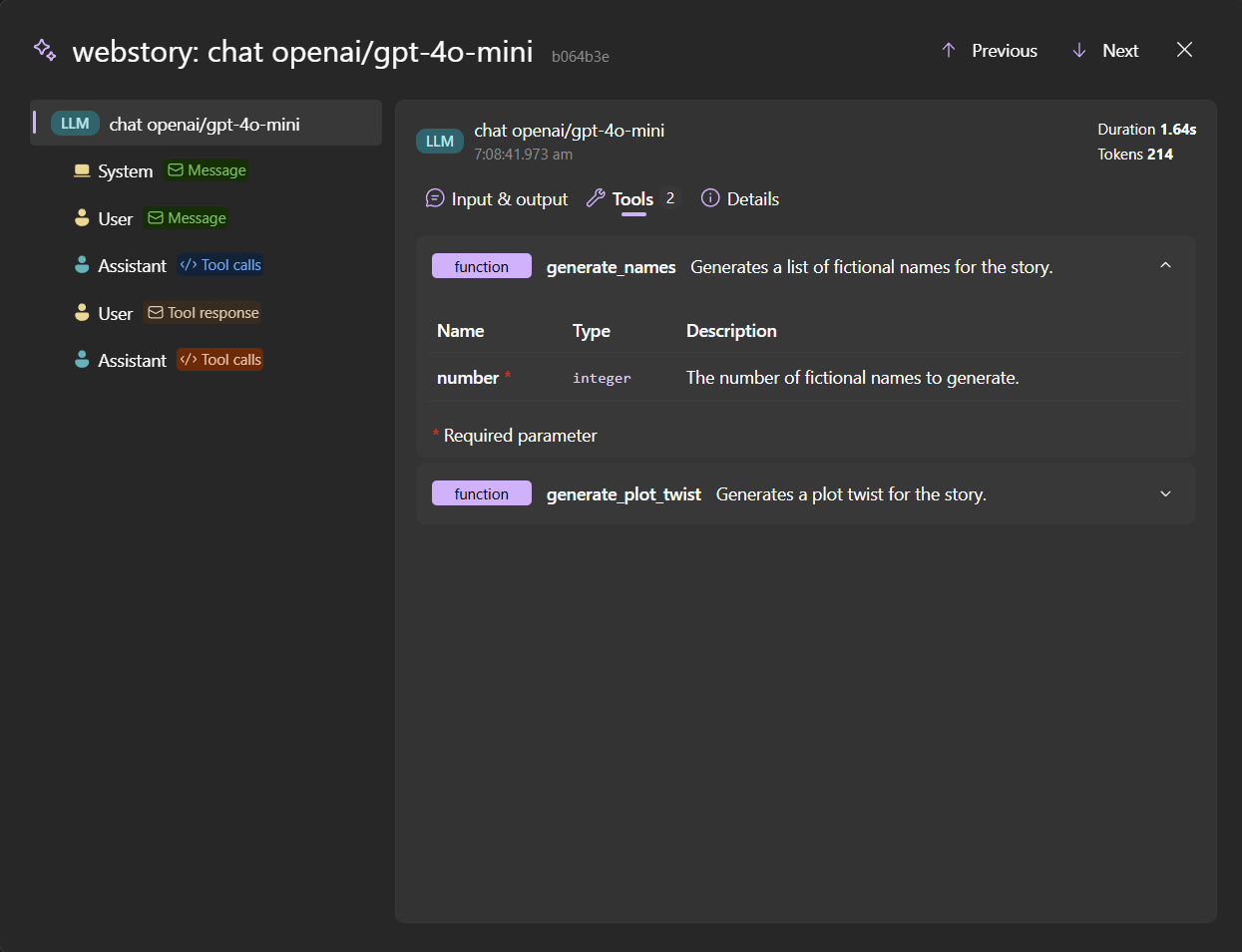 GenAI visualizer tool definitions